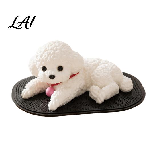 Desktop Stress Reliever Cute Puppy Figurine Car Dashboard Decoration with Anti-Slip Mat Non Slip Interior Soft TPR Fidget Toy Automotive Decorative