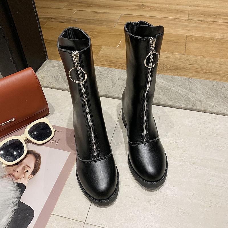 Обувь Платформа Женские Сапоги Черные Туфли для Женщин Элегантные на Каблуке Высокие Каблуки Половина Новые Рок До середины Икры Мода 2024 Распродажа Y2k Готика