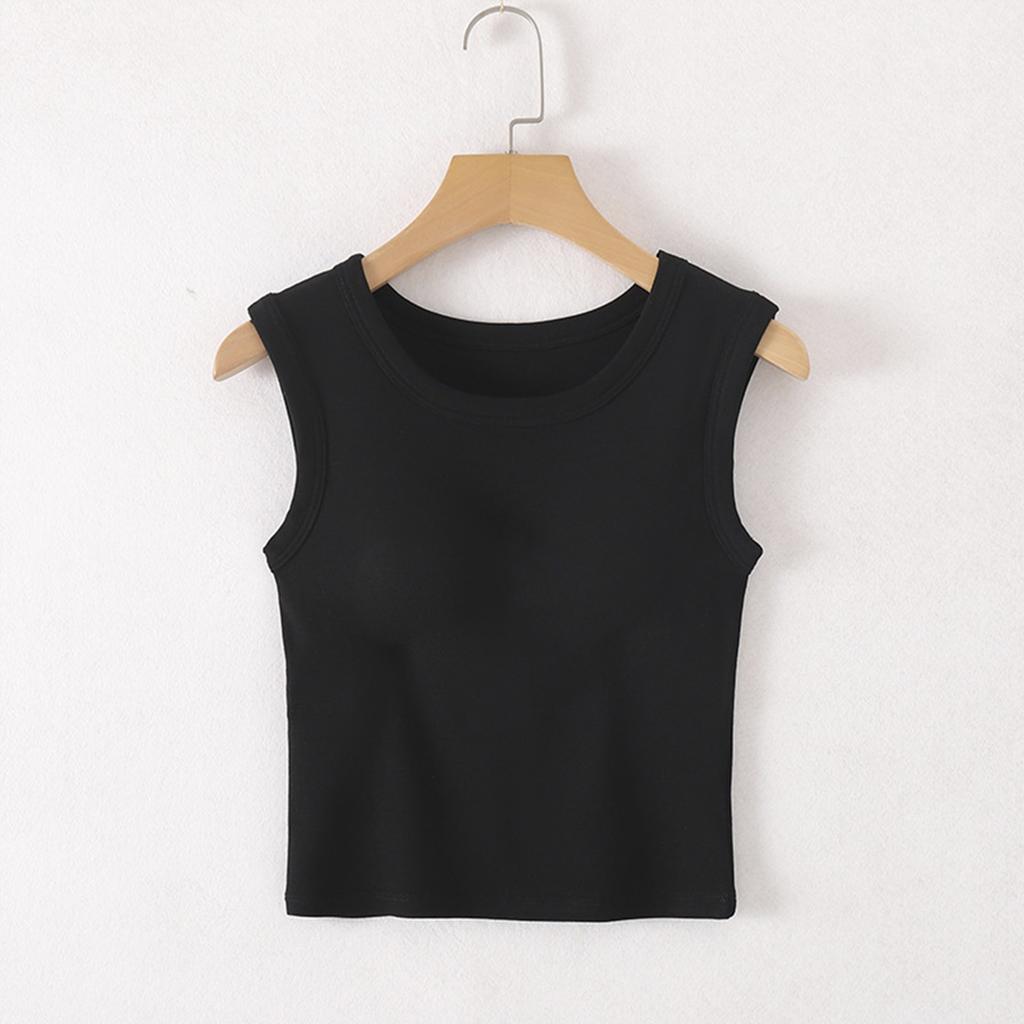 Женский жилет с подушечками на груди, на широких бретелях, с круглым вырезом, костюм для йоги, нижнее белье, базовый слой