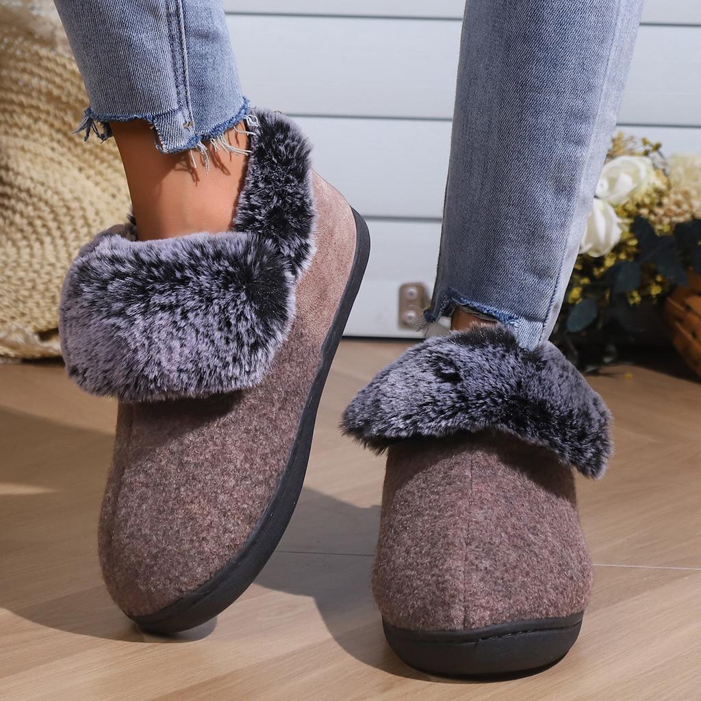 Asgard  Fashion Plush Slippers For Men Winter Outdoor Warm Anti-slip Fur Fluffy Slippers Women Soft Cozy Home Cotton Shoes