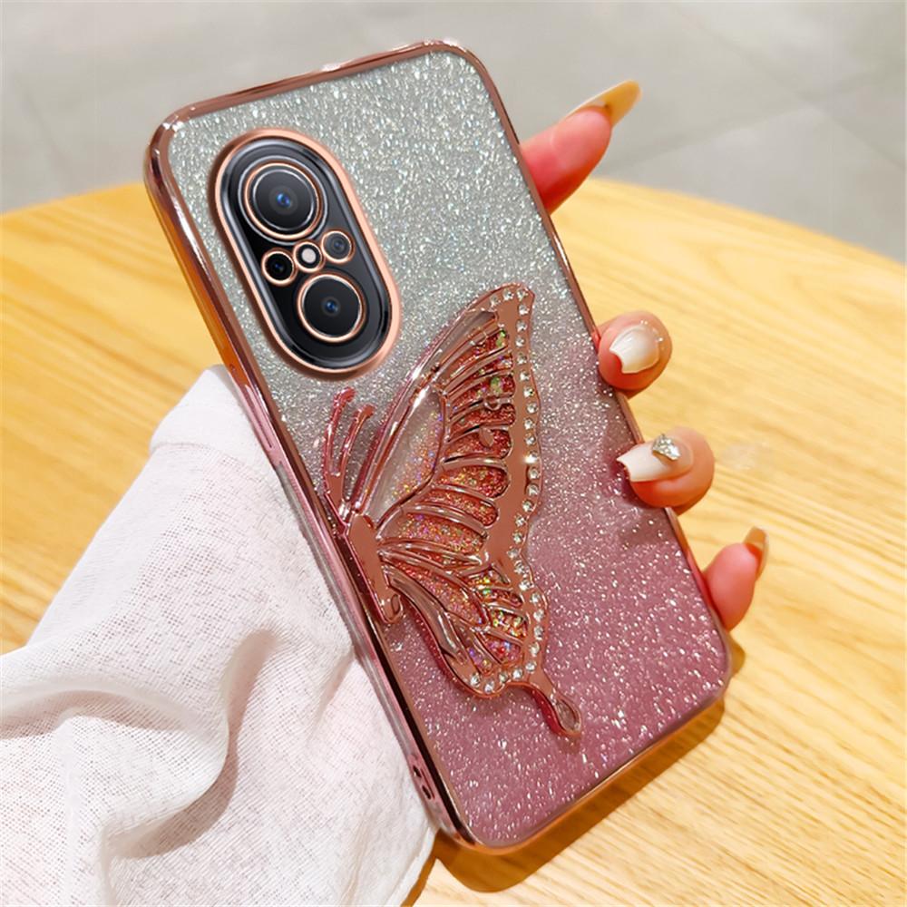 Чехол для телефона Nova 9 SE с градиентным блеском и бабочкой-жидким песком для Huawei Nova 10 12 11 10 5T 7 11 9 8 7 SE Pro Y70 Plus Мягкая обложка