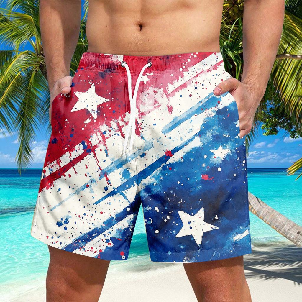 Мужские шорты со шнуровкой и принтом «День независимости» Повседневные брюки