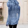Women Plus Size Marble Printed Long Sleeve Cutout Neck Cold Shoulder Fitted Blouse