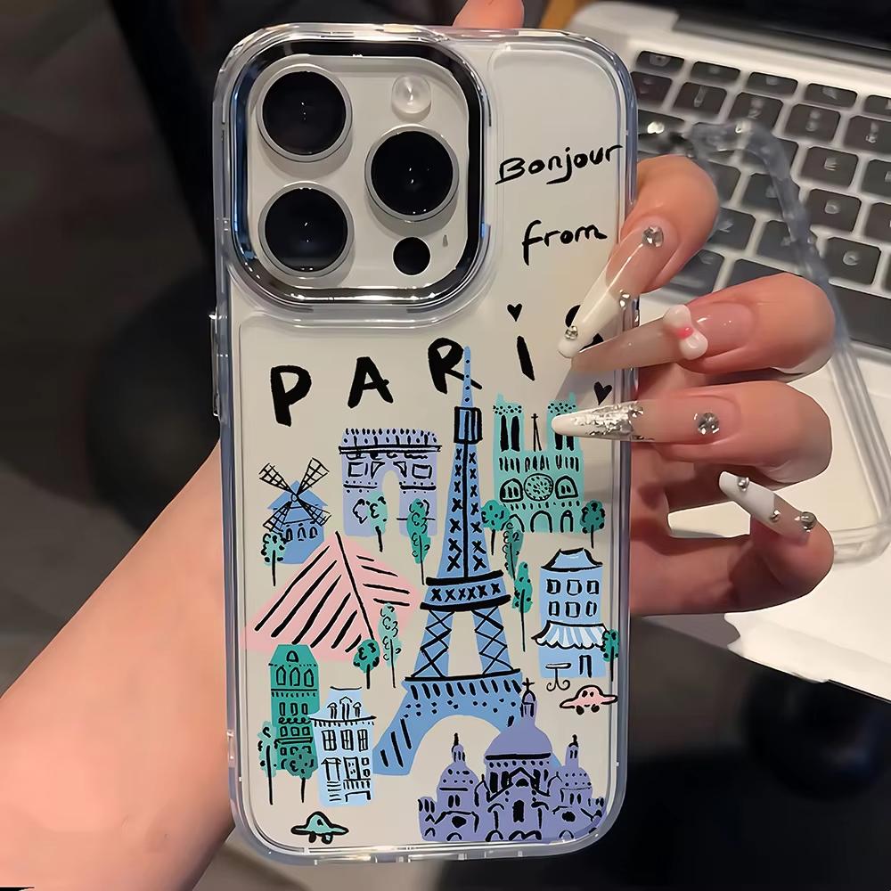 Чехол для телефона 'Travel City' для iPhone 17 Air 16 e 15 14 13 12 11 Pro Max Plus SE 2020 2022 Прозрачный Мягкий Чехол