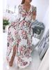 Богемное шифоновое платье с V-образным вырезом, принтом и длинным рукавом для женщин 2024