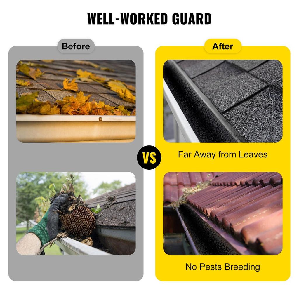 Gutter Guard Brush With 15 FT Length Bristle, 4.33\"(Dia) Gutter Brush Leaf Guard Fit for 5 Inches Gutter, Galvanized Steel Wire Gutter Brush, No