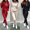 Simple Women's Autumn Sports Suit Hooded Sweatshirts and Pants Set