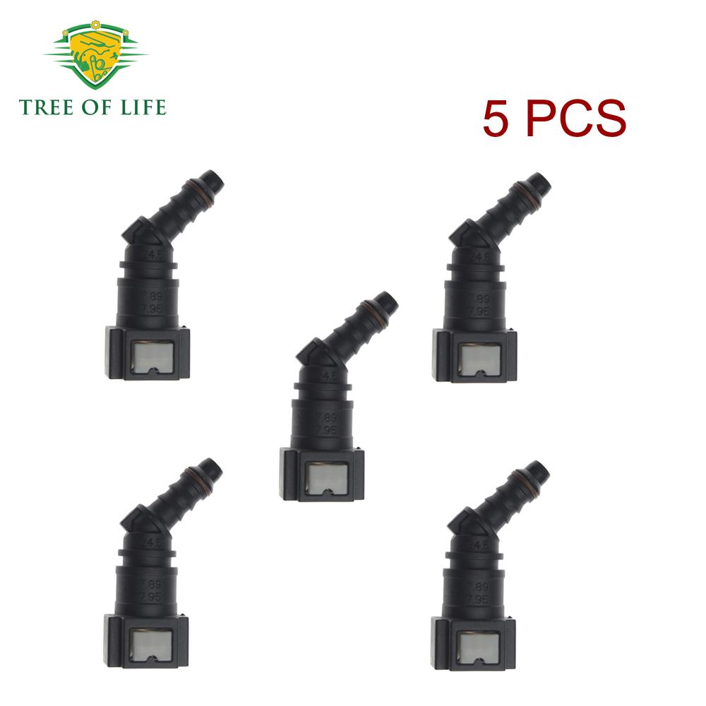 Car Fuel Line Coupler Hose 7.89mm/ID6 45° Plastic Pipe Coupler Quick Disconnect Release Connector Rubber Nylon Hose Accessories