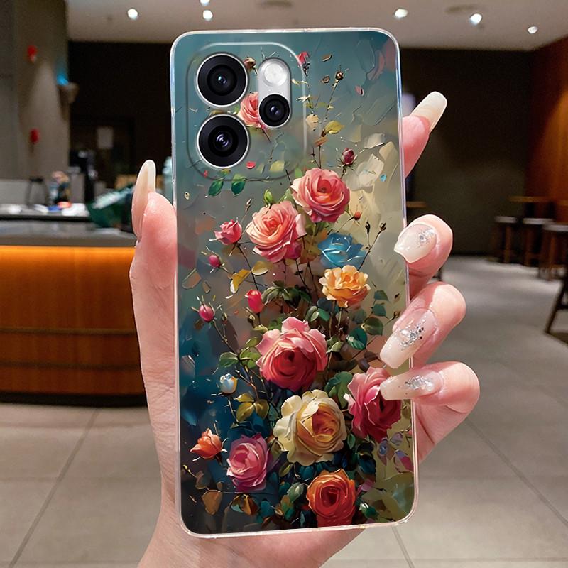 Чехол для OPPO Reno 15F 5G CPH2801 Прозрачный Модный Бабочка Цветок Мягкий ТПУ Силиконовый Чехол Для OPPO Reno15 F Reno 15 FS Чехол для Телефона
