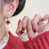 Red Four-Leaf Clover Earrings Buckle Niche Lightweight Luxury Versatile Design Earrings Net Red Temperament Women's Earrings