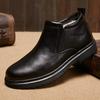 Зима 2024 Мужские ботинки из натуральной кожи: Удобная, теплая шерстяная обувь больших размеров 45-46 на каждый день из хлопка.