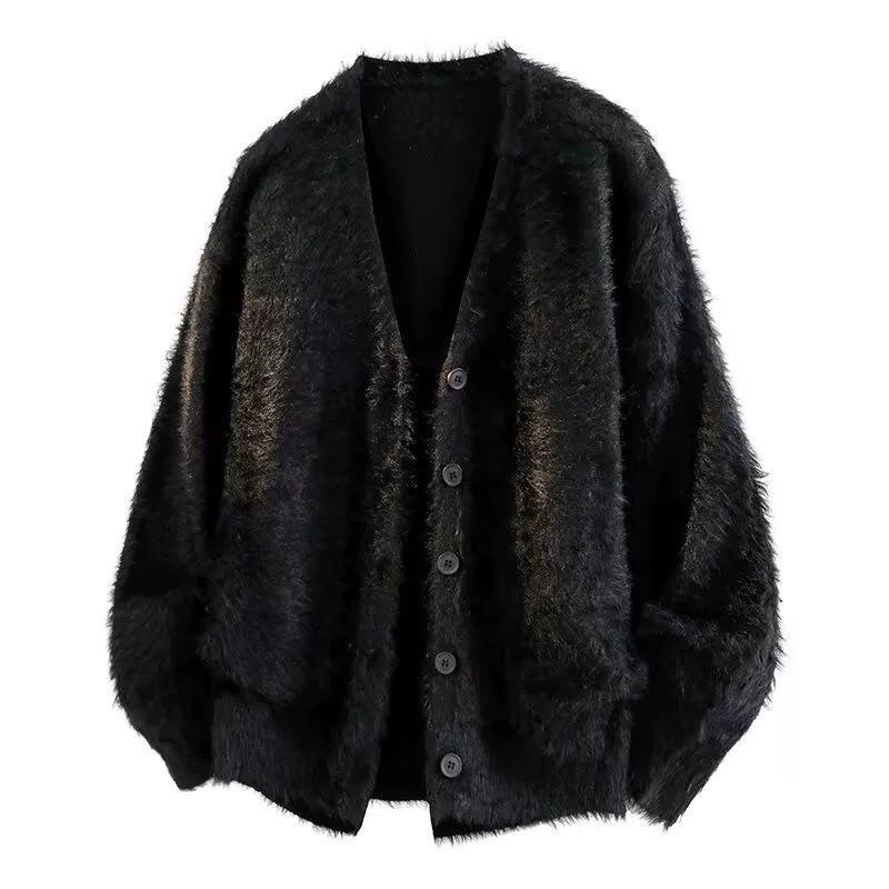 Мужской ретро кардиган-свитер с V-образным вырезом Осень/Зима 2025 - Повседневная вязаная верхняя одежда однотонная с расслабленной атмосферой.