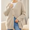 V-neck Solid Color Knit Cardigan Thick Warm Soft Fabric Women's Long Sleeved Single Breasted Jacket Commute Button Sweater Simple Knitwear Autumn