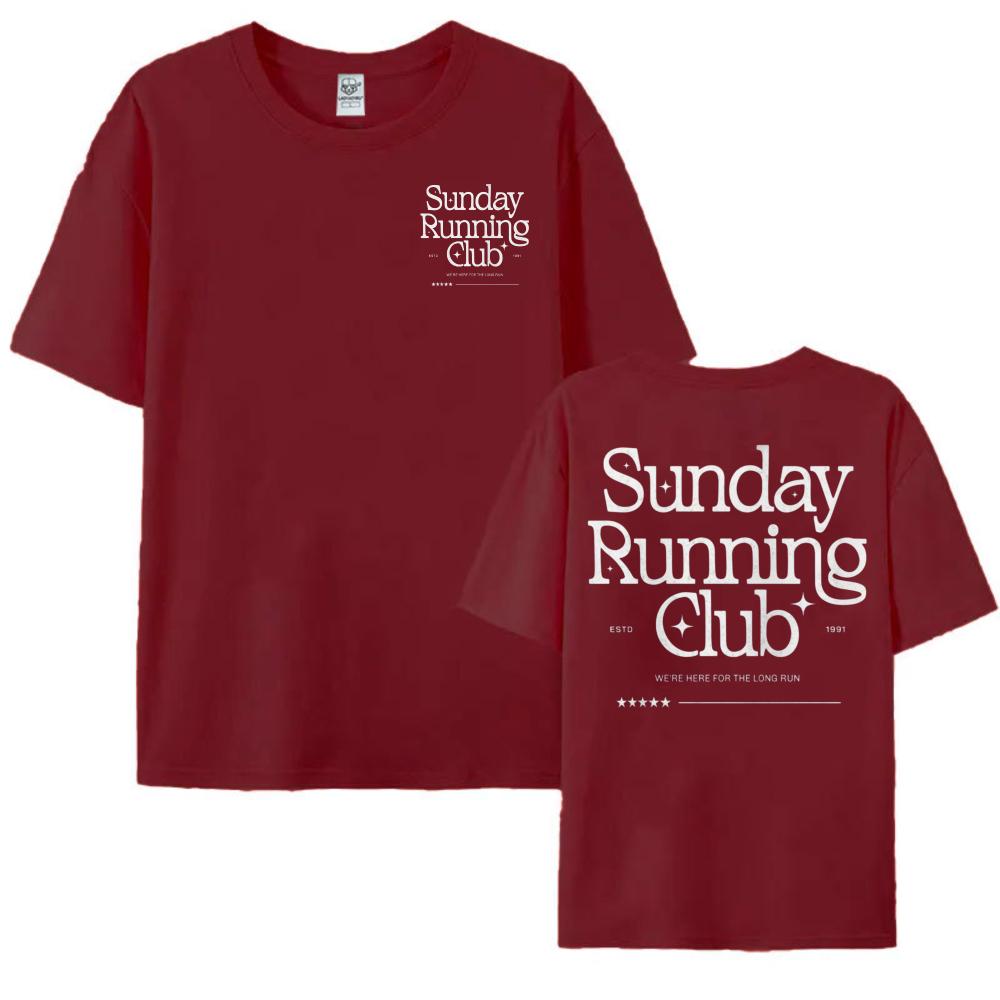 Trendy Sunday Running Club Tshirt 90s Retro Style Unisex Cotton Short-sleeve Tees Fashion Casual Street Tops Sporty Graphic Tees