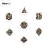 7 Pcs Yellow Black Metal Hollow Metal Polyhedral Dice Set Suitable for Role-Playing RPG    Board Game Card Game