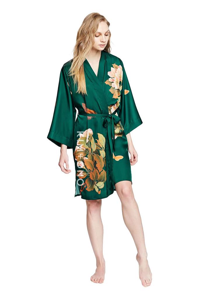 Халат-кимоно Charmeuse Short Watercolor Floral US One Size Green KIM+ONO Womens - Размер Color
