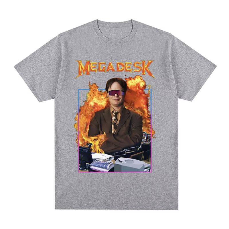 Dwight Schrute Megadesk Michael Scott Homage The Office Tshirt Tv Series T Shirt Unisex Women Cotton Casual Short Sleeve TShirts