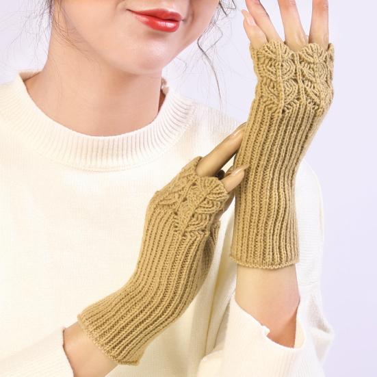 1 пара перчаток для вязания, однотонные, короткие перчатки с половиной пальцев, утолщенные, теплые, удобные, нескользящие перчатки