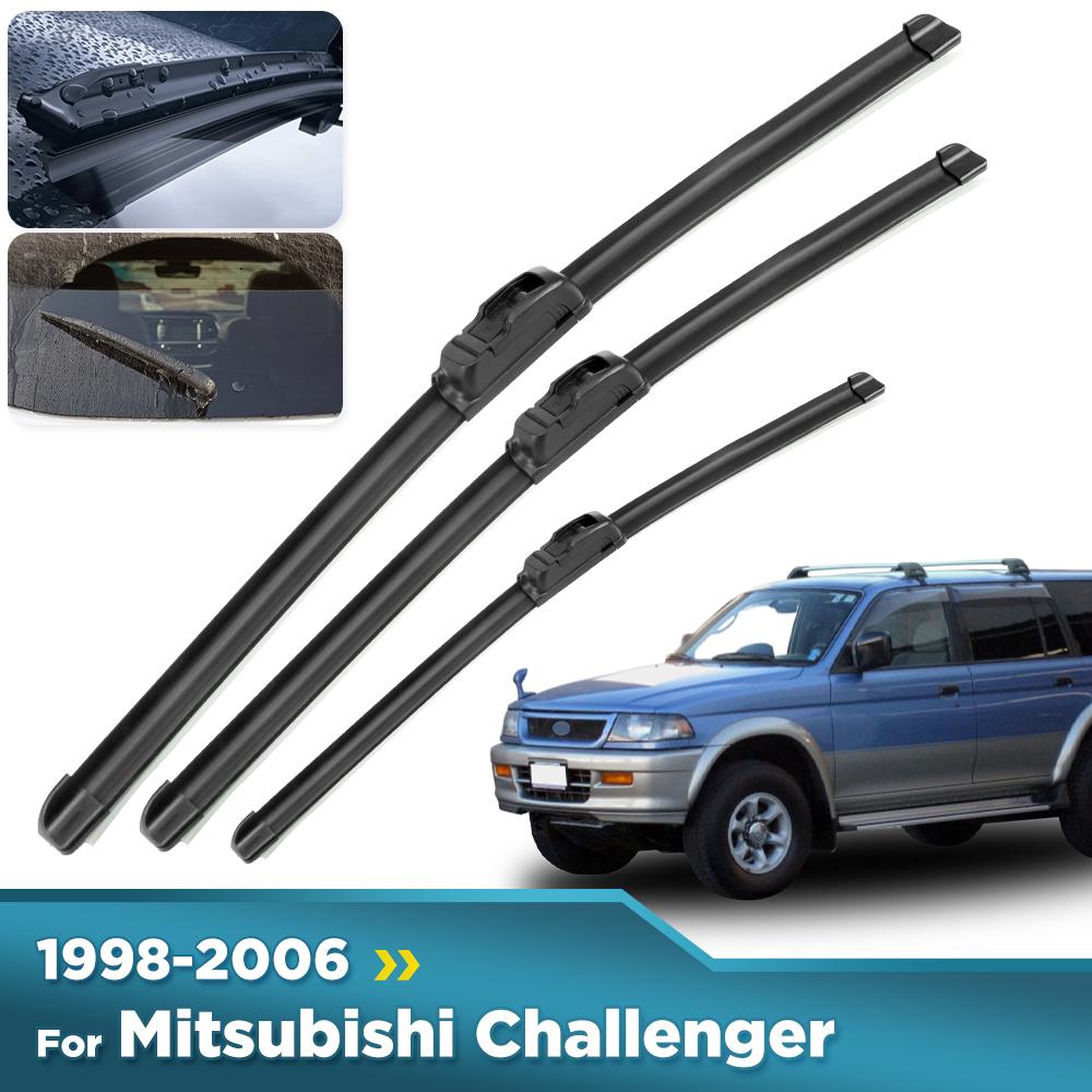For Mitsubishi Challenger PA 1998-2006 1999 2000 Wiper Front&Rear Wiper Blades Windshield Windscreen Window Brushes 19"+19"+17