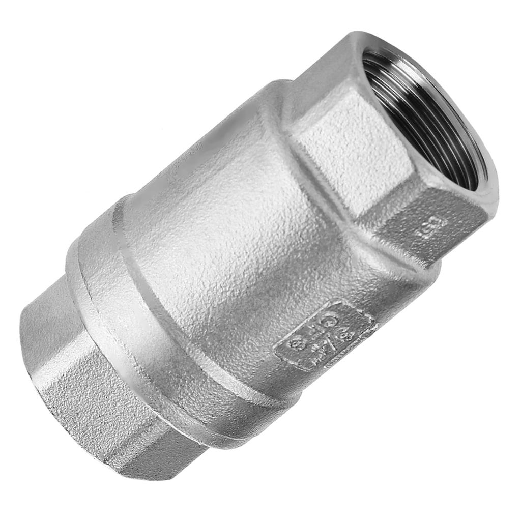 Vertical Check Valve, DN20 0.75in Female Thread In line Spring Check Valve Stainless Steel Vertical Valve Two Way  Direction Silver, Check Valves