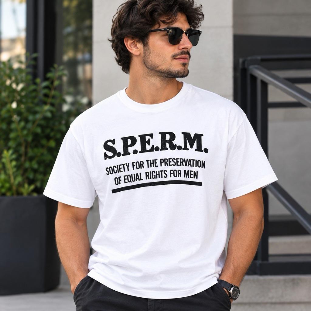 SPERM Equal Rights for Men Funny Graphic T-Shirt Retro Humor Unisex Tee