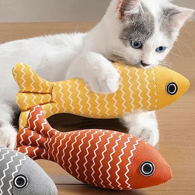 Имитация мятной рыбы-кошки игрушка для снятия скуки, прочная для царапания и кусания, рыбка-кошка из конопляной ткани игрушка, товары для домашних животных