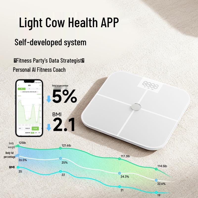 Умные Bluetooth WiFi весы для измерения жира в теле Yun Kang Bao с восемью электродами для точного домашнего измерения