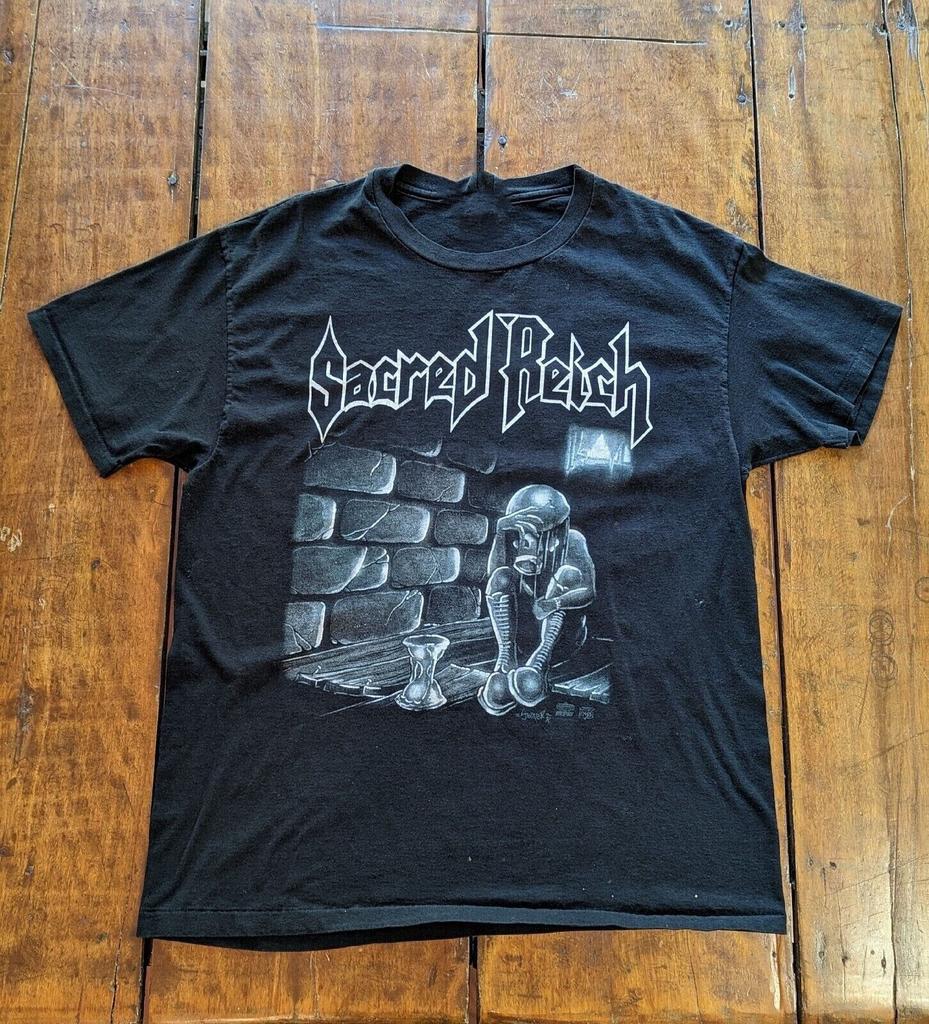 SACRED REICH Хлопковая черная футболка с принтом с двух сторон