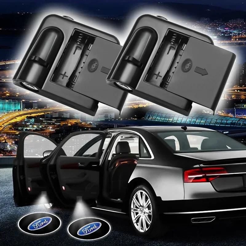 Горячая автомобильная наклейка Для Ford Автомобильная дверная эмблема Светящаяся Лампа приветствия Беспроводной лазерный проектор Автомобильное украшение Светодиодная Для Ford Mustang Focus