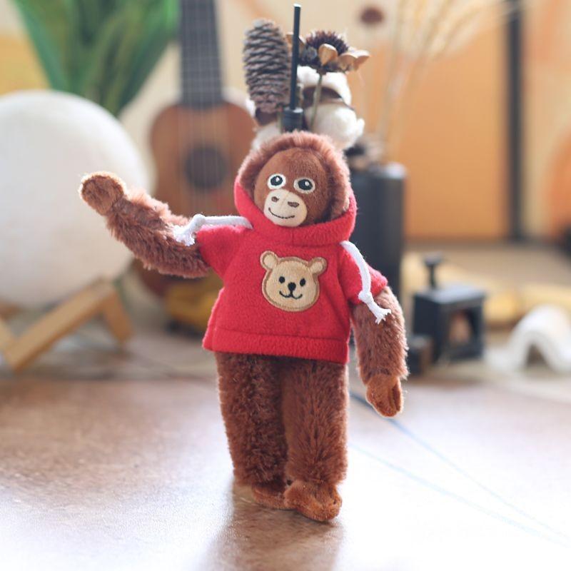 Hoodie Monkey Keychain Pp Cotton Plush Pendant Portable Gift For Girls Kids