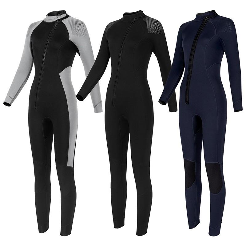 Womens 3mm Neoprene Full Wetsuit With Front Zip Freediving Surfing Warm Water Sports