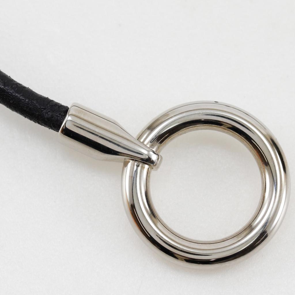 HERMES Grenan Bracelet Black / SilverHardware leather/metallic 22g unisex Used