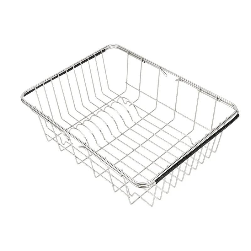 Adjustable Stainless Steel Sink Dish Plate Drain Rack Expandable Drying Basket Fruit Bowl Drainer Holder Kitchen Storage