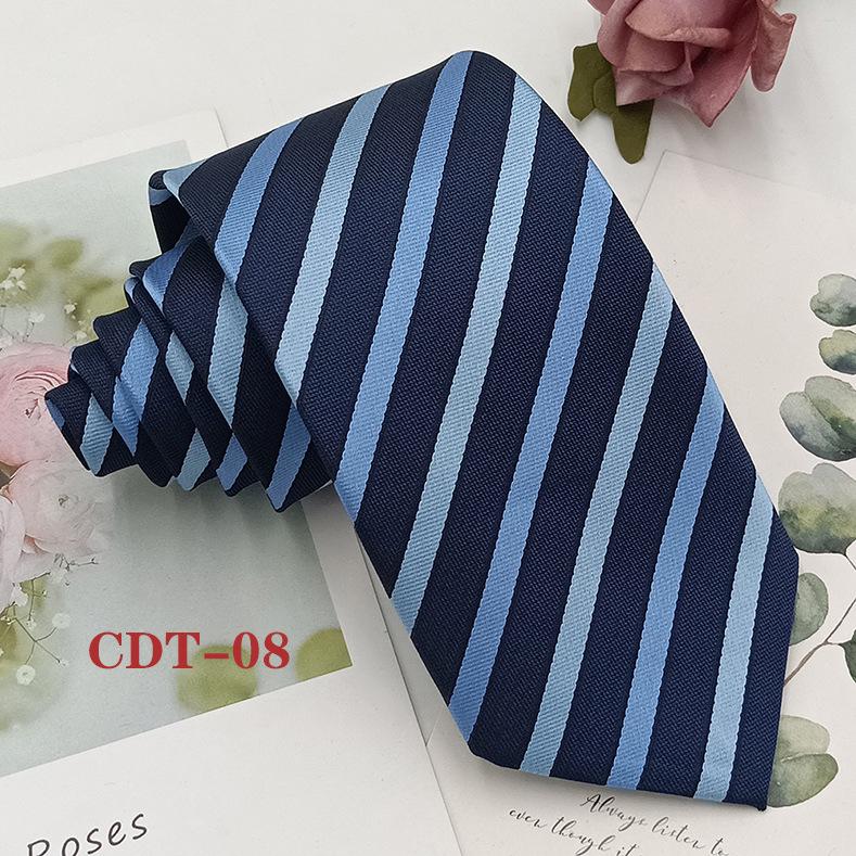 Handmade Men's 8cm Black Grey Striped Jacquard Silk Tie