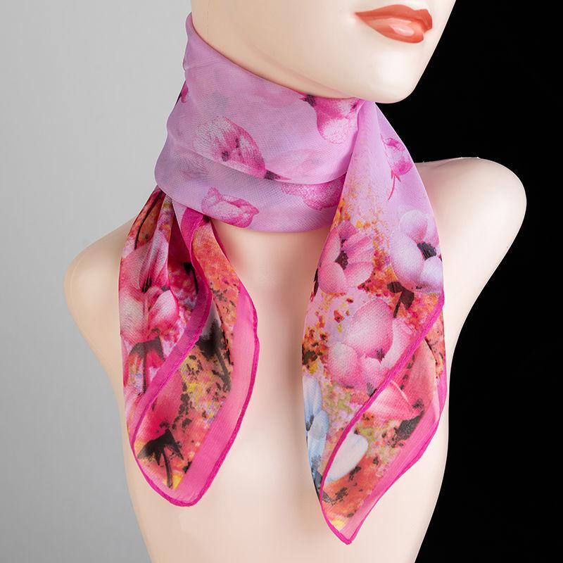 Spring and Summer Versatile Printed Small Square Scarf Soft Chiffon Thin Scarf Women's Neck Protection Decorative Scarf Square Scarf