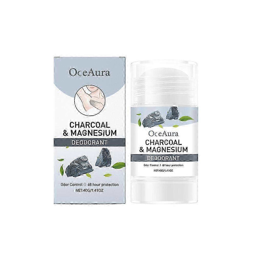 Charcoal Magnesium Deodorant - 48h Odor Control Sweat Management, Natural Underarm Protection, 40g/1.41oz, Non-sticky Formula For Sensitive Skin