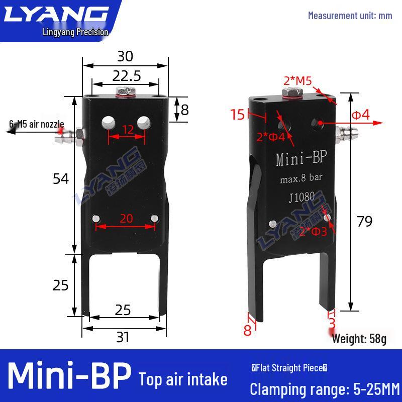 Pneumatic Mini Grippers: A/B/C/E Robot Arm Clamps for Injection Molding (J1060/J1080).