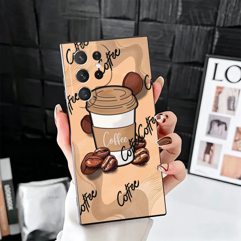 Black Coffee Fashion Style Soft Phone Case for Samsung Galaxy S26 S25 Edge S24 Ultra S23 Plus S22 S21 FE S20 Black Cover Back Sh