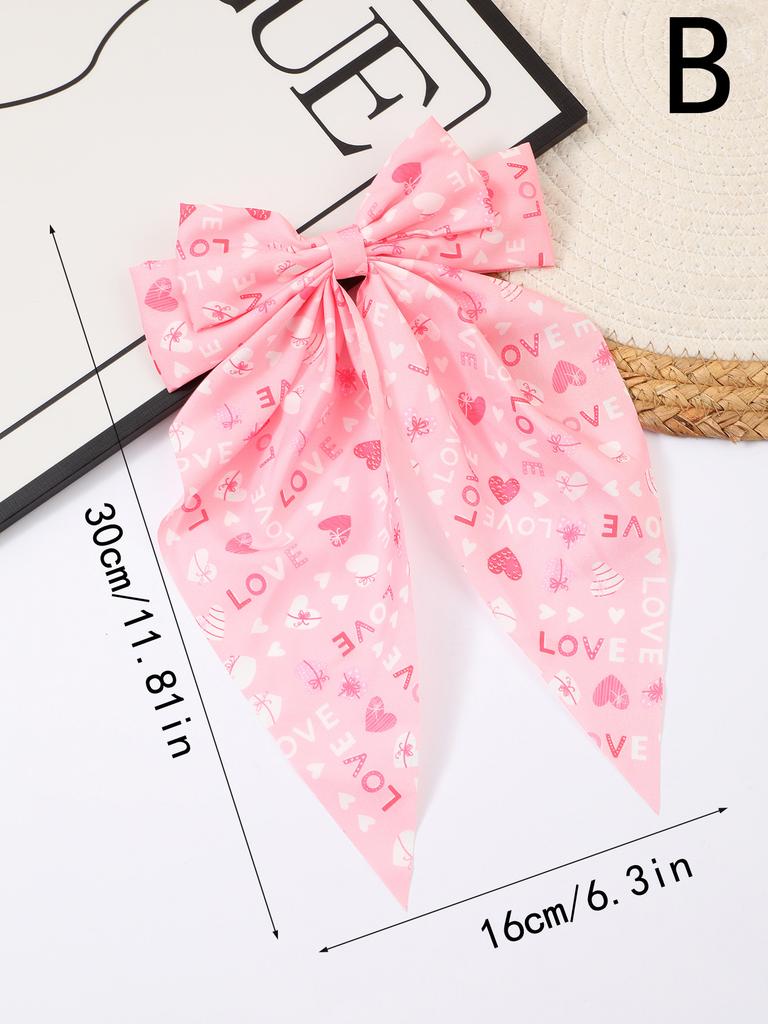 Valentine's Day Sweet Korean Women Bow Ribbon Hair Clip Spring Clip Double Layers Bowknot