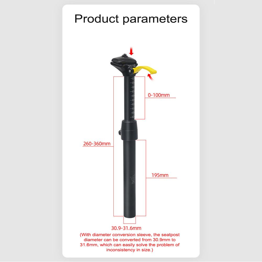 Mi.xim 30,9 мм велосипедный подседельный штырь с ручным управлением, трубка сиденья велосипеда, 100 мм, регулируемая высота