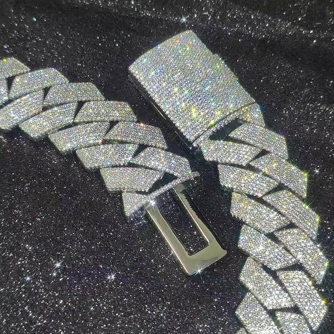 Толстая Тяжелая 15мм Двухрядная Звенья Цепи Кубинский Link Усыпанная Камнями Хип-Хоп Белое/18 карат Позолоченное Ожерелье Украшения Женские Мужские Подарки