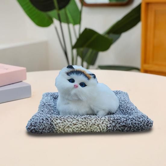 Имитация игрушки для кошек с бамбуковым угольным ковриком, удаление запаха, мяукающий плюшевый котенок, кукла-животное, украшение для домашнего офиса, рабочего стола, орнамент