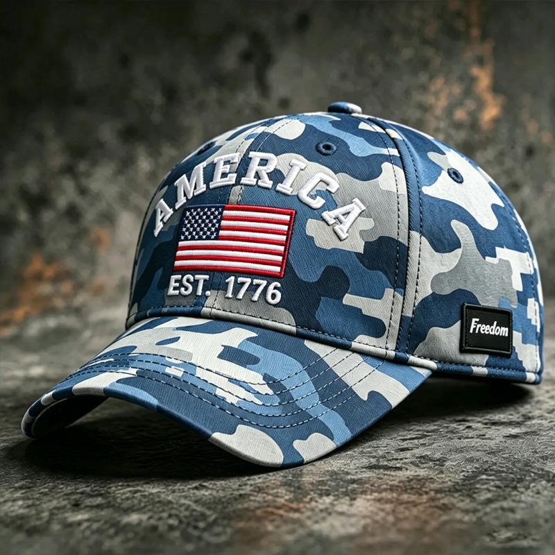 American flag camouflage baseball cap embroidered skull men's cap sunscreen women's visor explosion
