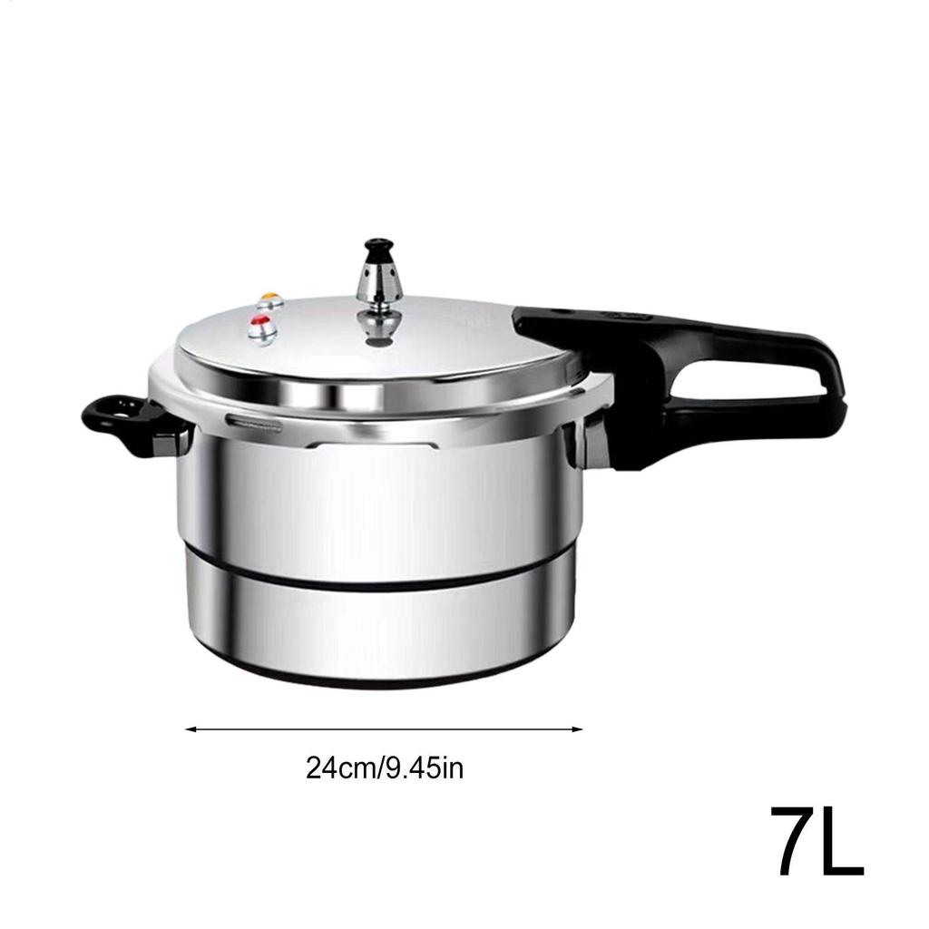 7L double-handle pressure cooker, made of thickened aluminum and stainless steel, includes steaming rack, suitable for all stove
