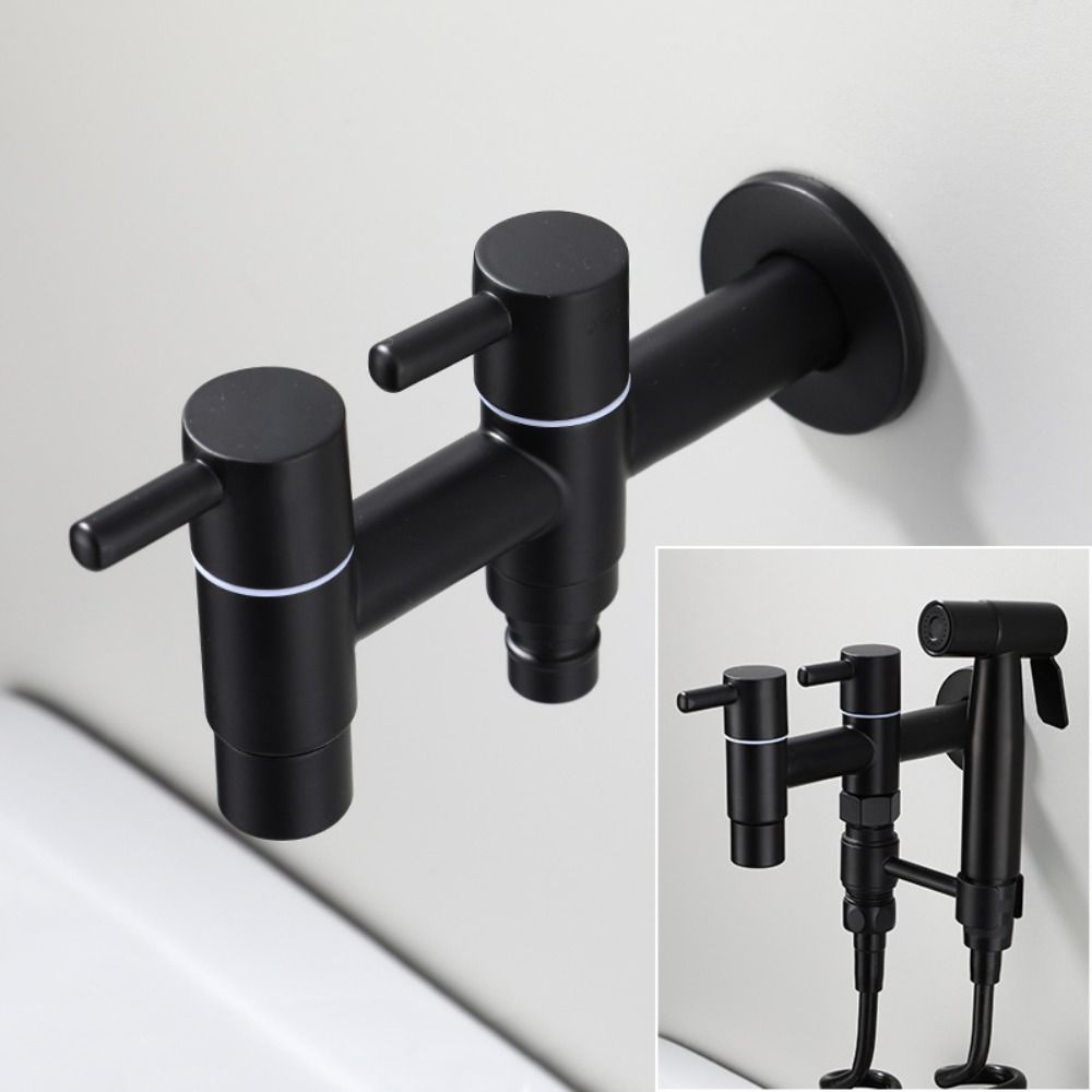 Anti Splash Mop Washing Tap Matte Black Bathroom Sink Bibcock Washing Machine Faucet Basin