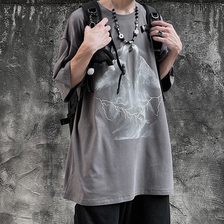 Футболка для мужчин, осенняя футболка Y2k, уличная футболка большого размера с длинным рукавом в стиле аниме, Harajuku, готические винтажные футболки с рисунком манга, топы