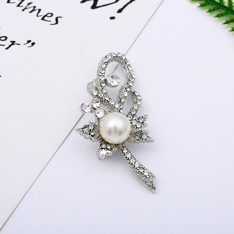 Брошь с инкрустацией из жемчуга и животного - мультяшный стиль, сплав, бижутерия в виде капли масла, для женщин