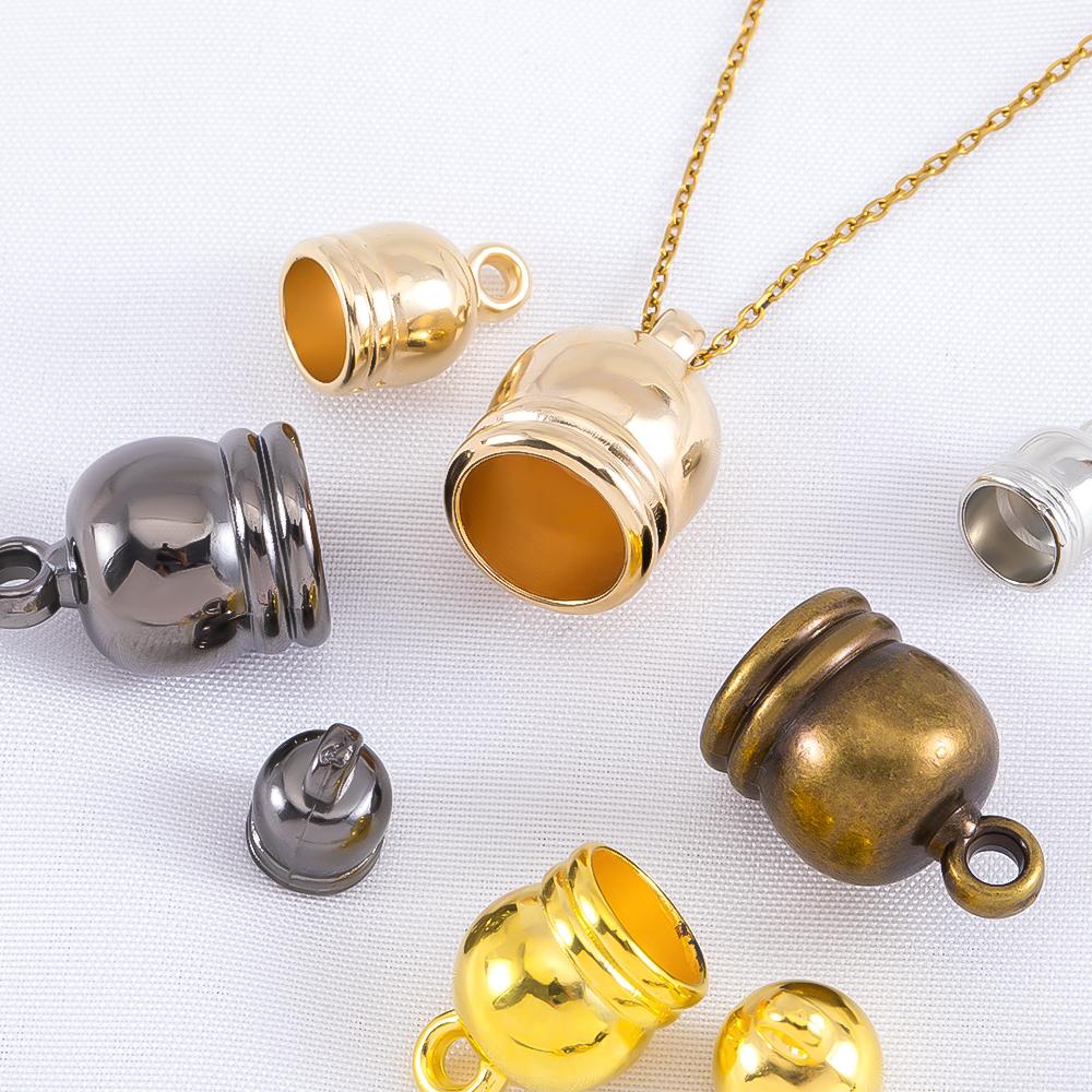 50pcs Necklace End Tips Tassel Caps Leather Cord Crimps End Caps Plastic Beads Cap Fastener DIY Jewelry Making Finding Supplies