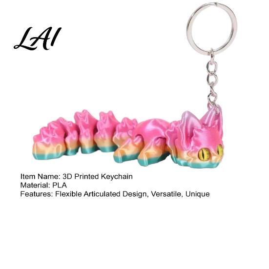 3D Printed Fox Keychain Articulated Keychain Flexible Joint Animal Pendant with Metal Fun Desk Decoration Key Ring Creative Figurine Toy Bag Charm