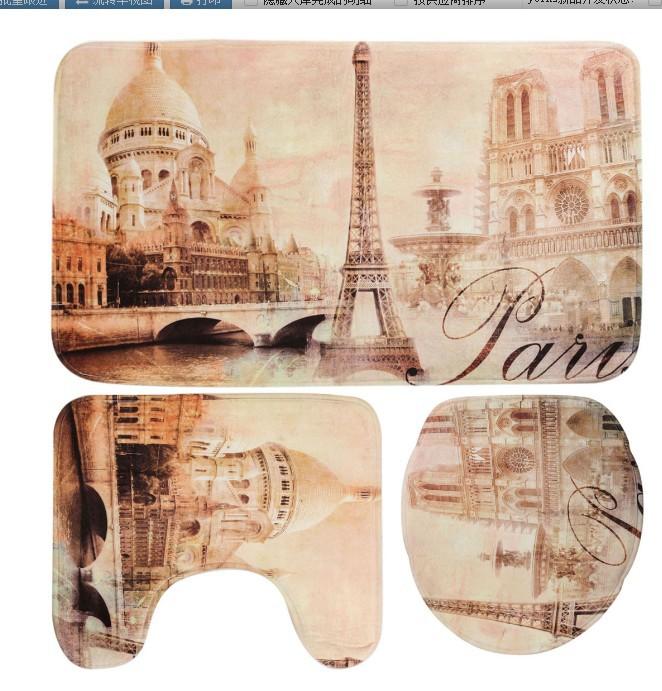 Bathroom Floor Mat Bathroom Mat Toilet Three-Piece Set